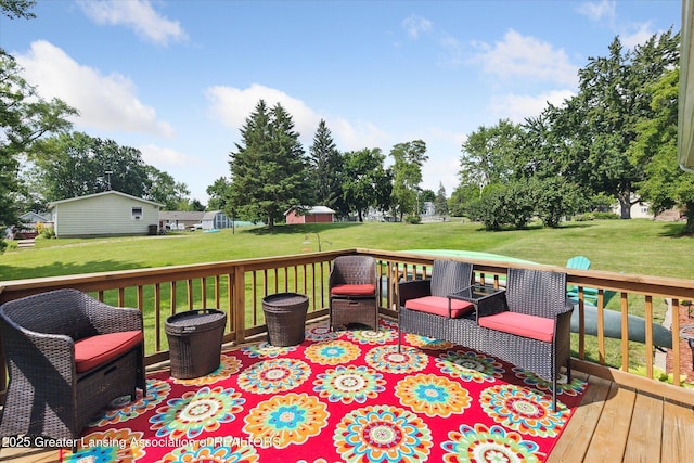 112 E Barber St, Ithaca, MI 48847 - wooden deck with a yard