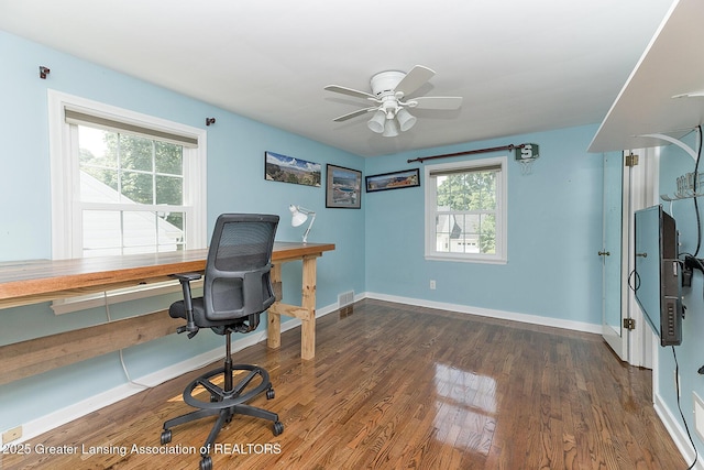 720 Linden St, East Lansing, MI 48823 - office featuring wood finished floors and ceiling fan