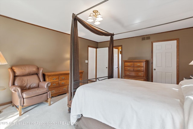 9303 Blueberry Ct, Howell, MI 48843 - carpeted bedroom featuring crown molding