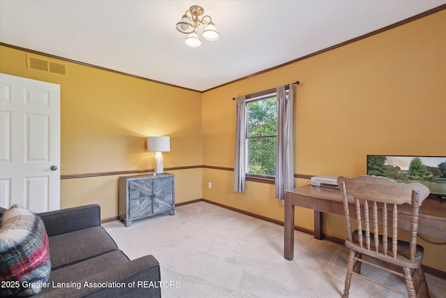 9303 Blueberry Ct, Howell, MI 48843 - office space featuring carpet flooring and ornamental molding
