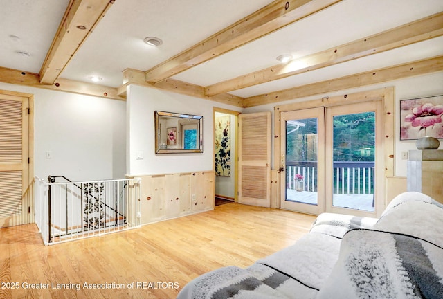 2315 Hamilton Rd, Okemos, MI 48864 - living area featuring beam ceiling and wood finished floors