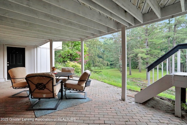 2315 Hamilton Rd, Okemos, MI 48864 - view of patio / terrace with stairway and outdoor dining space