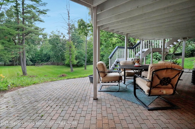 2315 Hamilton Rd, Okemos, MI 48864 - view of patio featuring stairway