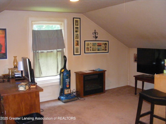 1002 Water St, Eaton Rapids, MI 48827 - office featuring lofted ceiling and carpet flooring