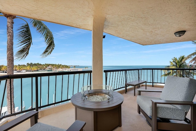 balcony with a water view