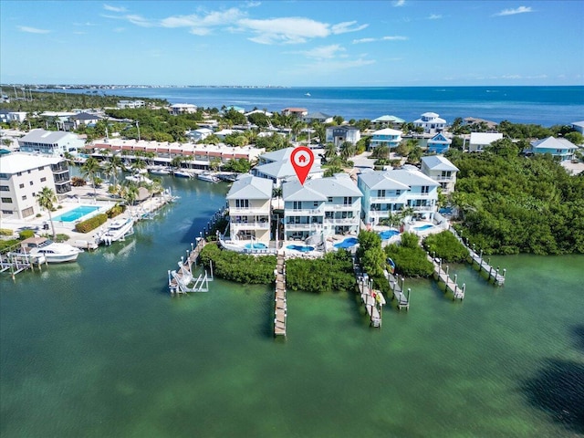 bird's eye view featuring a water view