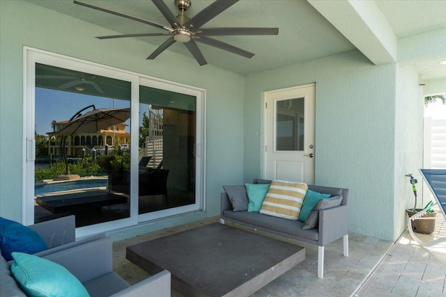 view of patio / terrace with a ceiling fan