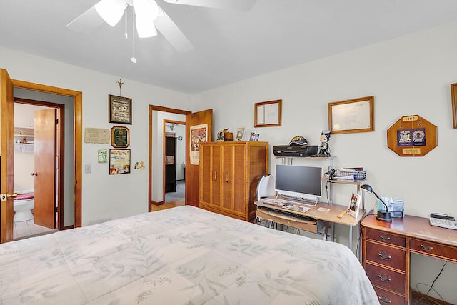 bedroom featuring ceiling fan