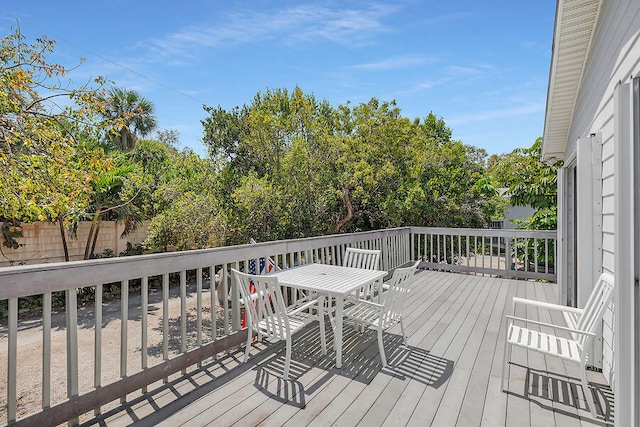 wooden terrace featuring fence