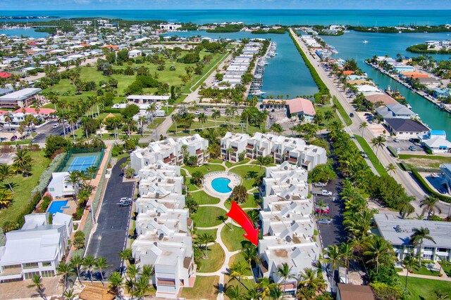 601 Ocean Dr Unit 414D, Key Colony, FL 33051 - aerial view of property's location featuring a nearby body of water and nearby suburban area