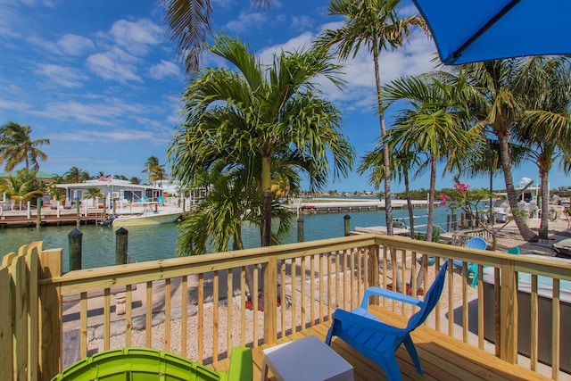 461 3rd St, Key Colony, FL 33051 - wooden deck with a water view and a boat dock