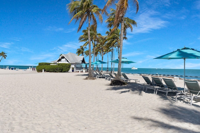 property view of water with a beach view