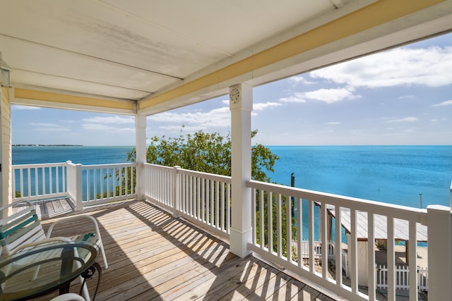 deck with a water view