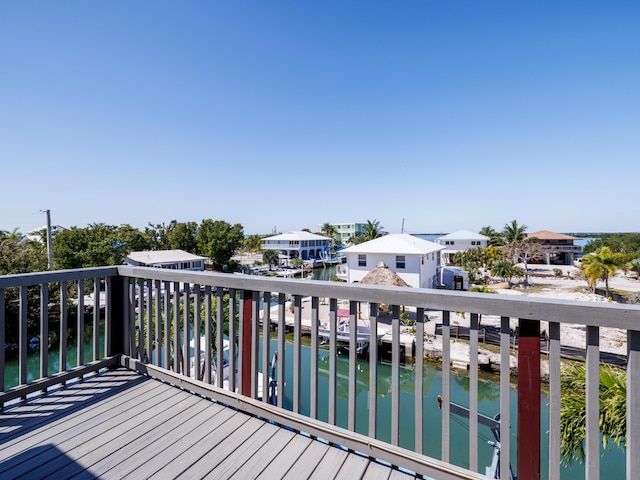 deck with a water view