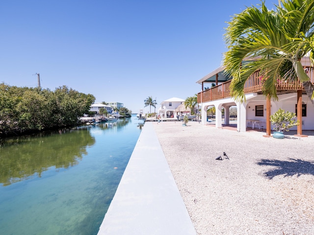 view of dock featuring a water view