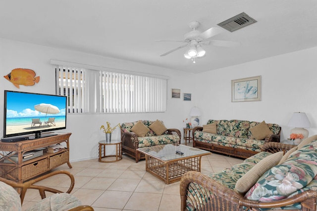 5019THST & St, Key Colony, FL 33051 - living area with light tile patterned floors, a ceiling fan, and baseboards
