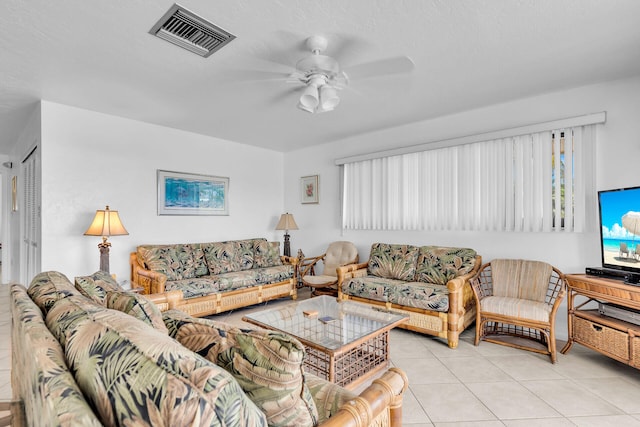 5019THST & St, Key Colony, FL 33051 - living room featuring ceiling fan and tile patterned flooring