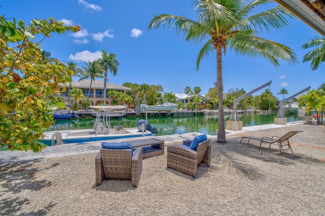 17126 Wahoo Ln, Sugarloaf, FL 33042 - view of patio featuring a water view and a boat dock