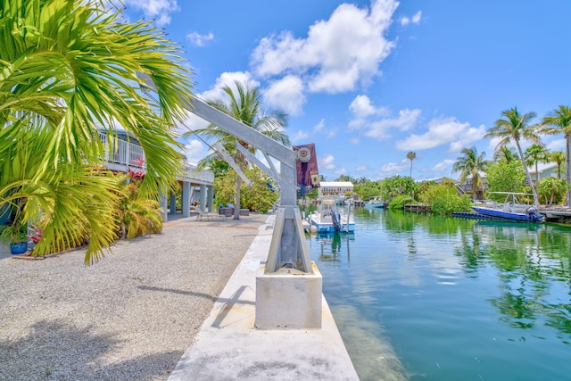 17126 Wahoo Ln, Sugarloaf, FL 33042 - view of pool with a boat dock and a water view
