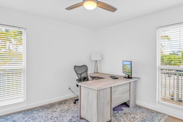 17126 Wahoo Ln, Sugarloaf, FL 33042 - office area with a ceiling fan and baseboards