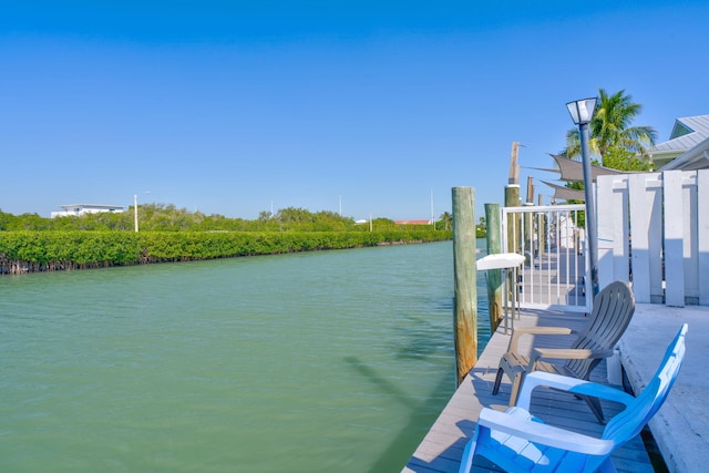 view of dock featuring a water view