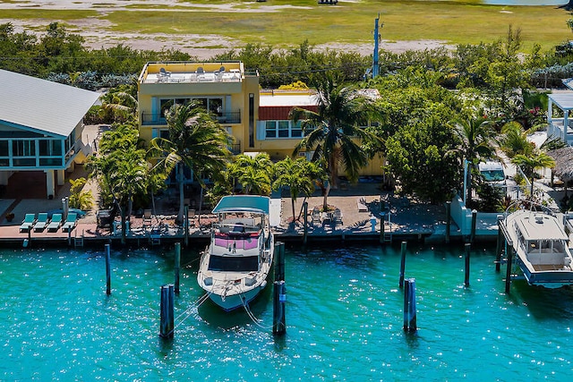 dock area featuring a water view