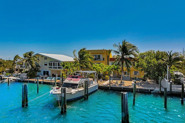 dock area featuring a water view
