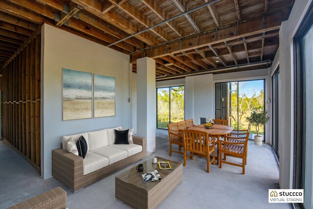 interior space featuring concrete floors