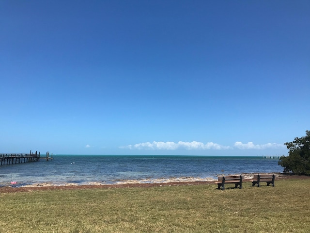 view of water feature with a view of the beach