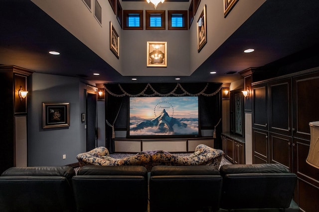 home theater with visible vents and recessed lighting