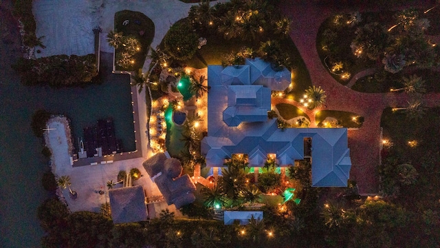 view of aerial view at night