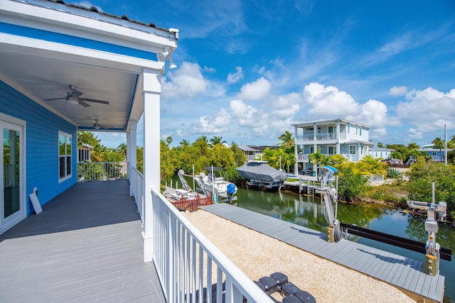 view of dock with a water view and boat lift