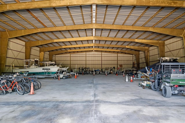 garage featuring metal wall
