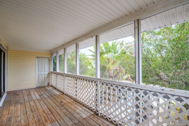 view of unfurnished sunroom