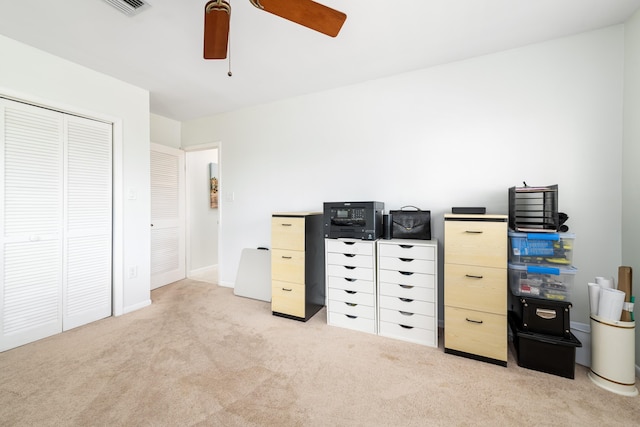 661 12th St, Key Colony, FL 33051 - office area featuring carpet floors, ceiling fan, and baseboards