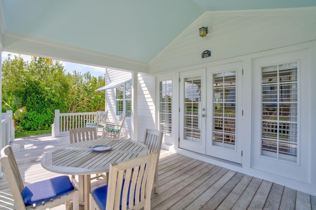 wooden deck with outdoor dining area