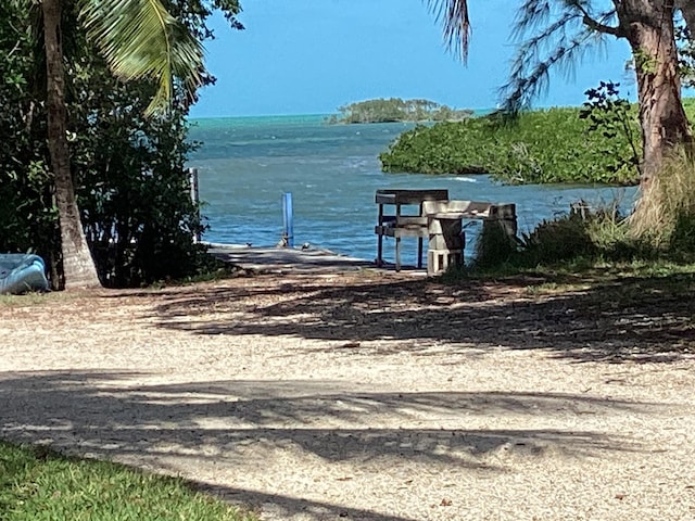 view of dock featuring a water view