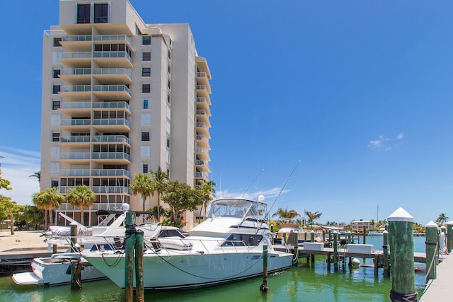 dock area featuring a water view