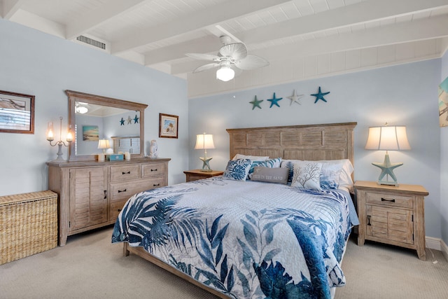 8 Sadowski Cswy, Key Colony, FL 33051 - bedroom featuring light colored carpet, beam ceiling, and a ceiling fan