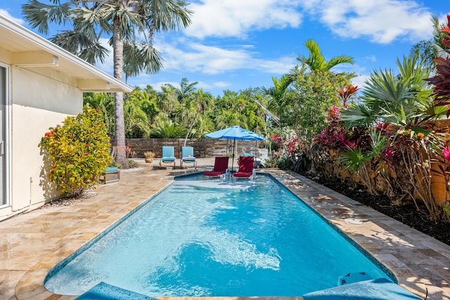 280 100th St, Ocean, Marathon, FL 33050 - view of pool featuring a patio, a fenced in pool, and a fenced backyard