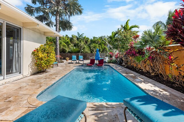 280 100th St, Ocean, Marathon, FL 33050 - view of pool featuring a patio, a fenced in pool, and a fenced backyard