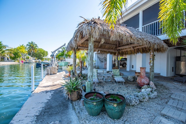 exterior space with a boat dock