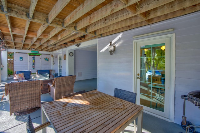 view of patio featuring outdoor lounge area and outdoor dining space