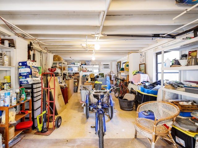 basement with a garage