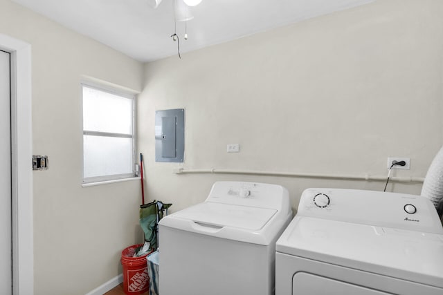 31034 Hollerich Dr, Big Pine, FL 33043 - laundry area featuring electric panel and independent washer and dryer