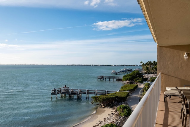 property view of water featuring a view of the beach