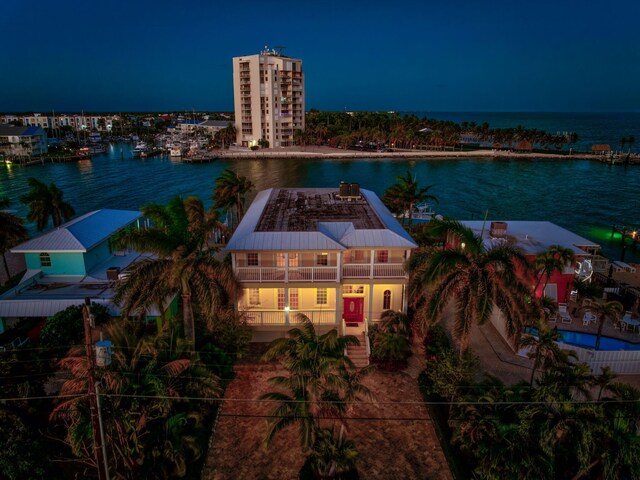 160 1st St, Key Colony, FL 33051 - aerial view at night of a water view