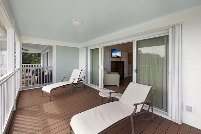 wooden deck with visible vents