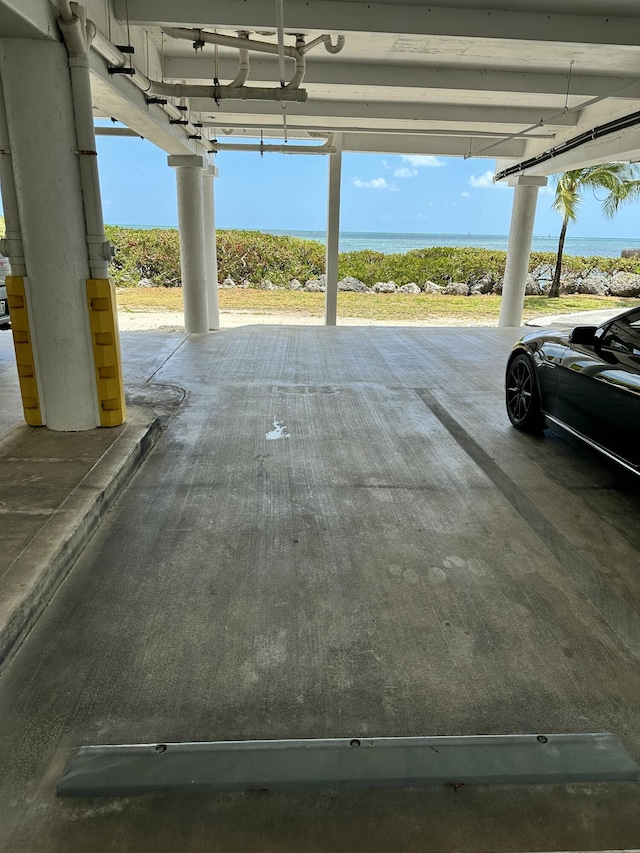 exterior space featuring a water view