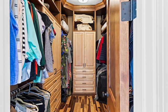 spacious closet featuring wood finished floors